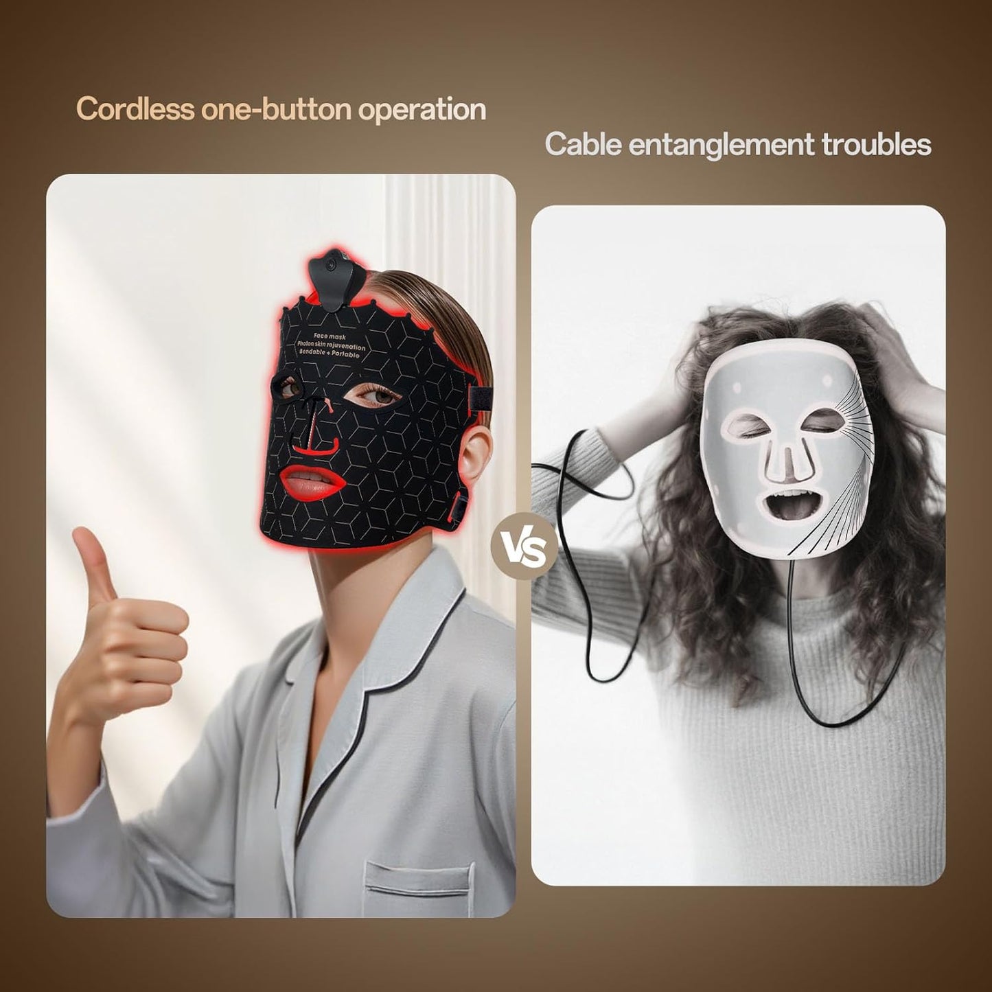 SUERBEATY Red Light Mask, 7 Colors Red Light Mask for Face, Cordless & Portable for Home & Travel, Rechargeable, Lightweight, Facial Skin Care for Women - Mom, Sister, Girlfriend and Wife - Black