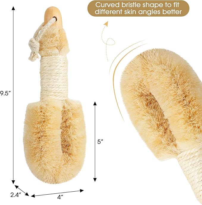 Dry Brushing Body Brush for Skin - Exfoliating Body Scrubber Brushes Natural Sisal Bristle for Lymphatic Drainage Cellulite Body Exfoliator for Bath Shower to Improve Circulation Stop Ingrown Hairs