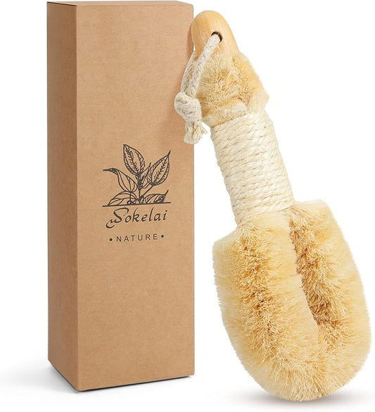 Dry Brushing Body Brush for Skin - Exfoliating Body Scrubber Brushes Natural Sisal Bristle for Lymphatic Drainage Cellulite Body Exfoliator for Bath Shower to Improve Circulation Stop Ingrown Hairs