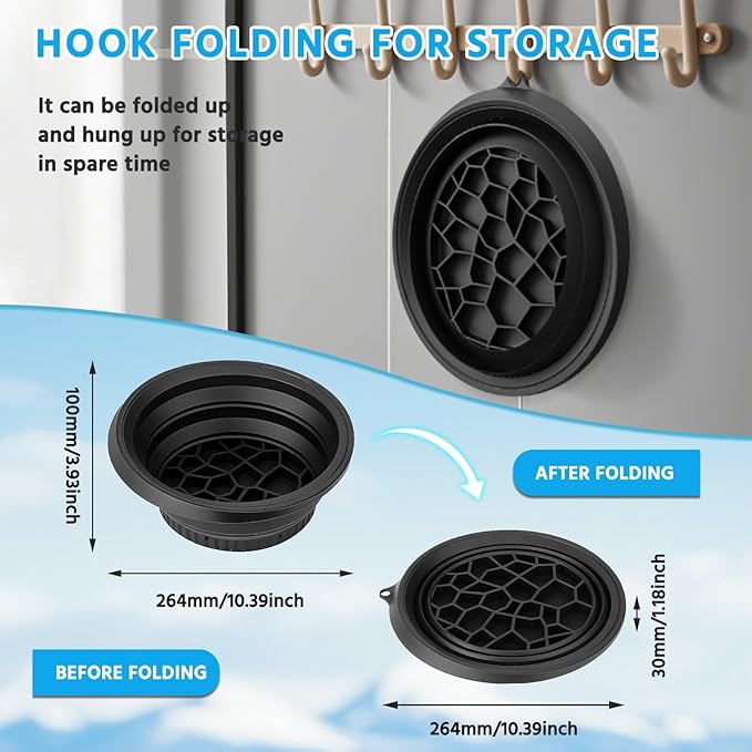 Foldable Silicone Facial Ice Bath Bowl, Ice Face Bowl with Built-in Ice Tray - for Cold Immersion Therapy, Skin Tightening and Acne Relief - Portable Cold Therapy Tool for Home and Travel (Black)