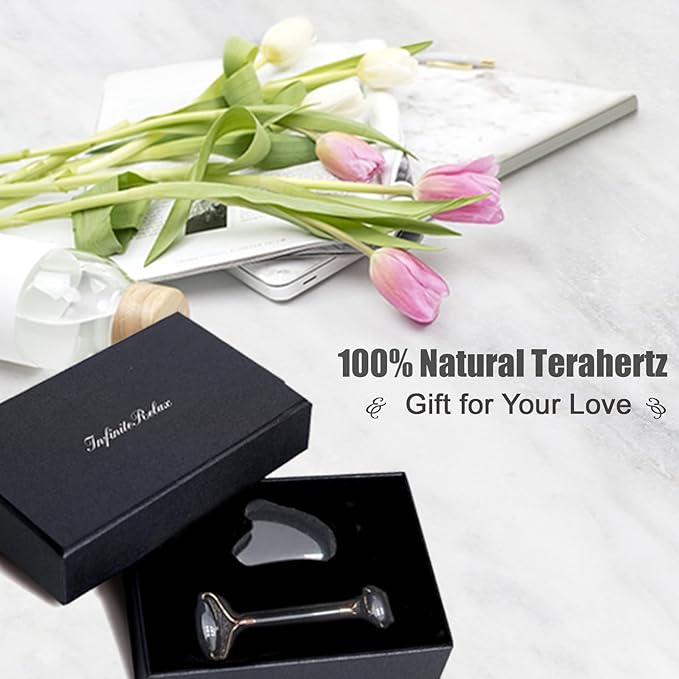 Terahertz Gua Sha & Roller Facial Tools, Face Roller and Gua Sha Set, Guasha Massager Tool for Face-Reduce Puffiness and Improve Wrinkles Idea for Mom Women