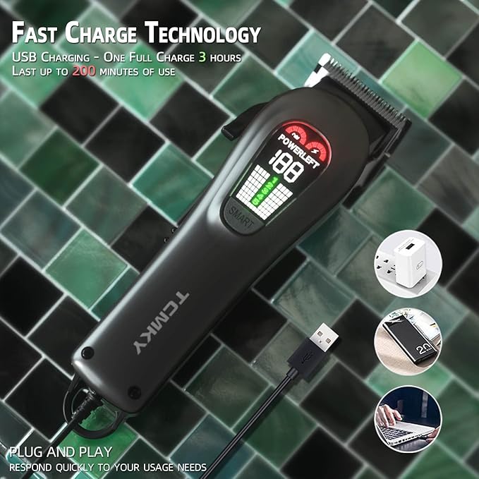 Hair Clippers for Men Professional Hair Trimmer for Men Cordless&Corded Barber Clippers for Hair Cutting & Grooming.Rechargeable Hair Trimmer Kit for Household(Silvery)