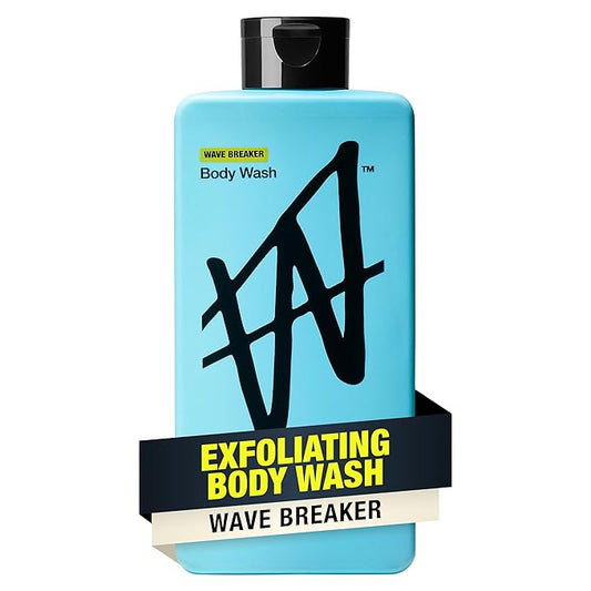 W By Jake Paul Exfoliating Body Wash for Men, Vitamin-Infused, Hydrating Shower Gel, Wave Breaker, 18 fl oz