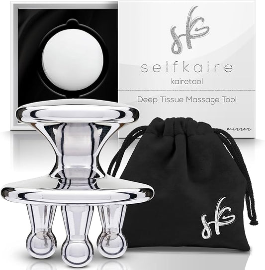 Kairetool Face & Body Massager, Lymphatic Drainage, Deep Tissue Massage, Pressure Point Therapy for Depuffing/Debloating, Fascia and Myofascial Release, Reduces Look of Cellulite, Mirror