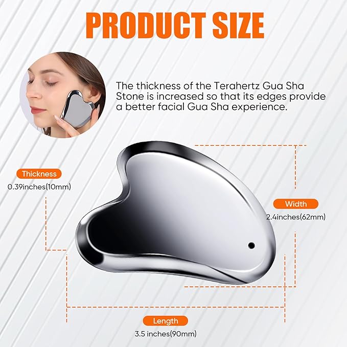 Terahertz Gua Sha Facial Tools Stone for Enhanced Lymphatic Drainage, Reduced Puffiness, Relieved Facial Tension – 100% Natural Terahertz Stone Gua Sha