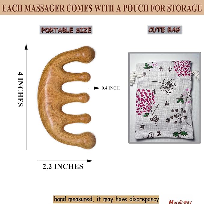 Wooden Massage Comb, Wooden Scalp Massager, Scalp Gua Sha for Stress Relax, Loc Comb for Sisterlocks - Green Sandalwood