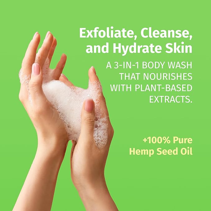 Hempz Body Wash - Fragrance Free - Hydrating for Sensitive Skin, Scented, Exfoliating with Shea Butter, Pure Hemp Seed Oil, and Algae for Sensitive Skin - 17 fl oz