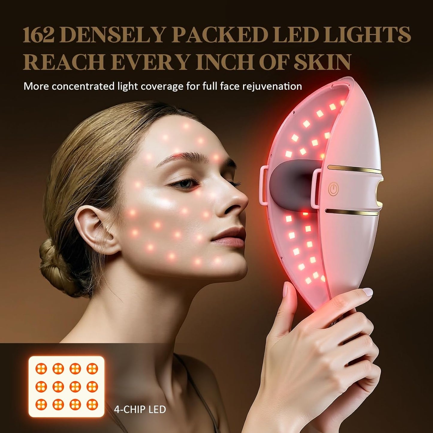 LED Face Mask Light Therapy, FSA Red Light Therapy for Face Wrinkle, Blue Light Therapy Mask for Face Acne, Rechargeable
