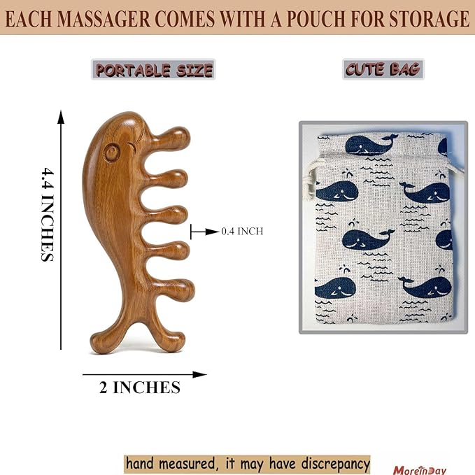 Wooden Massage Comb, Wooden Scalp Massager, Scalp Gua Sha for Stress Relax, Loc Comb for Sisterlocks - Green Sandalwood