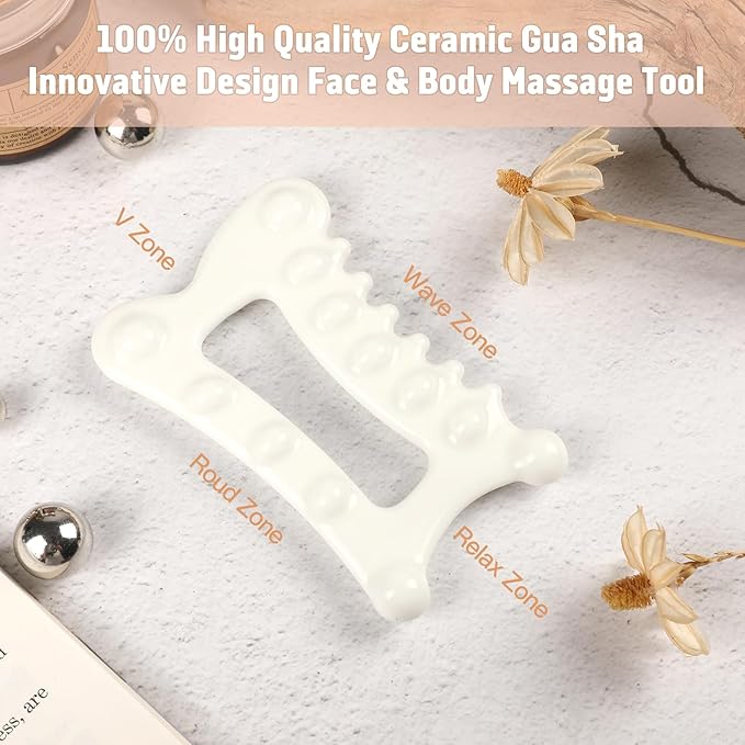 Advanced Ceramic Gua Sha Facial Tool, Skin Care for Women Men, Face Body Guasha Massage Tool Gift for Mom (Facial Massager)