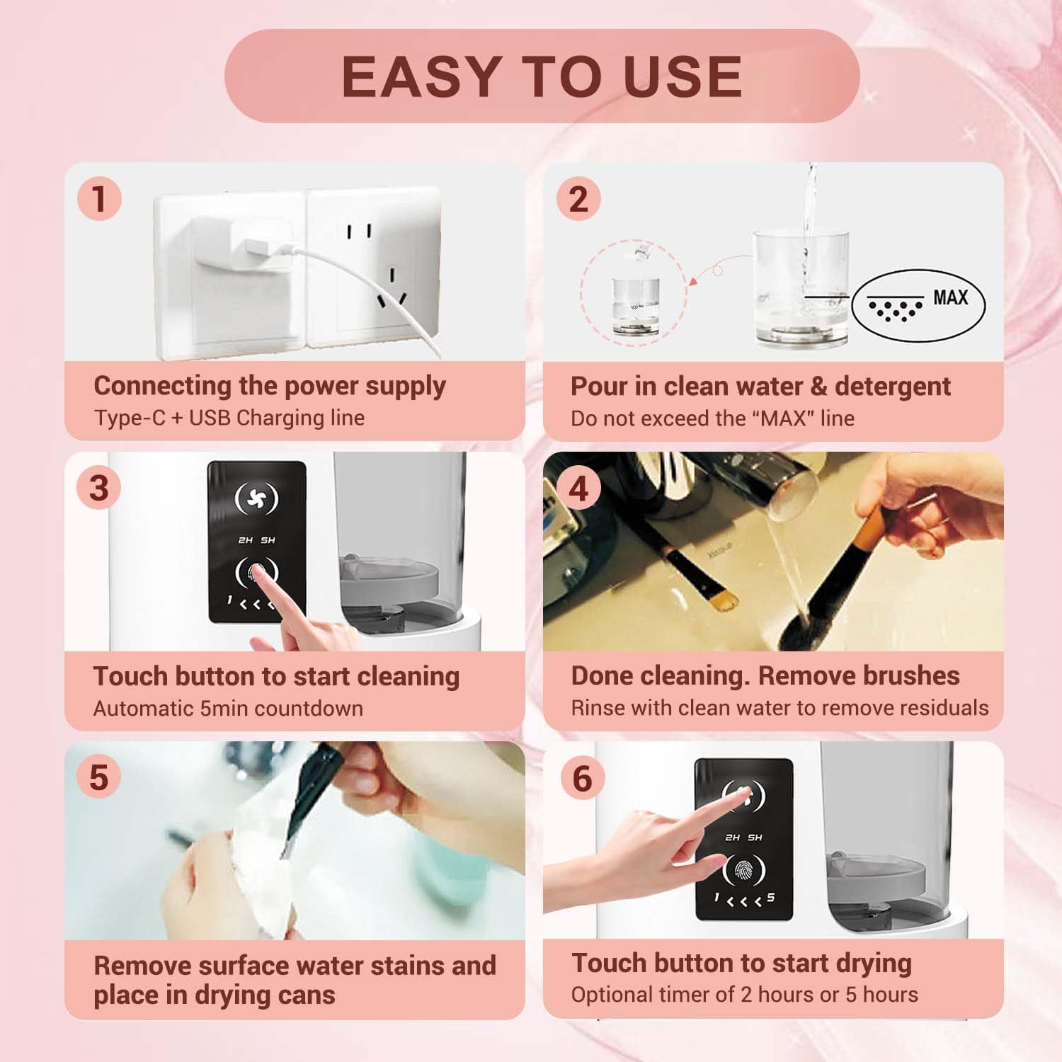 3 in 1 Electric Makeup Brush Cleaner Machine with Makeup Brush Dryer Holder Portable Automatic USB Cosmetic Brushes Cleaner Tool for All Size Beauty Makeup Brush Set,Contour, Eyeshadow, Blush Brush
