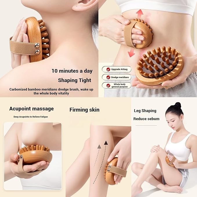 Wooden Massage Comb, Body Scalp, Gua sha Massage Tool- Natural Wooden Comb for Relaxation and Hair Health Massage Brush for Circulation and Stress Relief, Trigger Point Massage Tool.