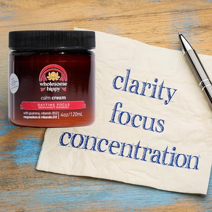 Daytime Focus Calm Cream – Energizing Body Butter with Magnesium, Vitamin B12, Guarana & Bergamot Orange – Moisturizing Wellness Cream for Daily Clarity – 4oz