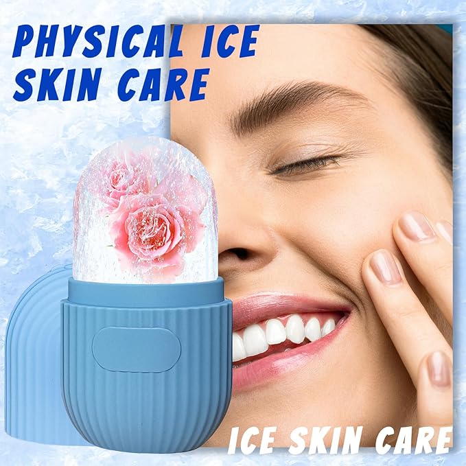 Ice Face Roller, Reusable Silicone Mold Face Massage Eye Facial Beauty Skin Care Tools Apply Ice for Shrink Pores Anti Wrinkle Reduce Puffiness Improve Skin Elasticity, Striped