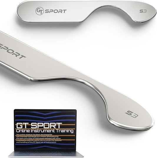 GT Sport S3 Tool is a Precision Muscle Scraper + 2 Hour Training Video. Myofascial Massage Treatment. Professional-Grade IASTM and Physical Therapy Gua Sha Graston Like Massage Tool