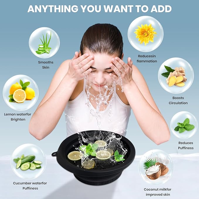 Face Bowl for Ice with Built-in Icetray, Foldable Silicone Facial Plunge Bowl for Skincare, Face Clean Washbasin Bowl, Skin Tightening & Acne Relief, Portable Spa Tool for Home Travel - Pink