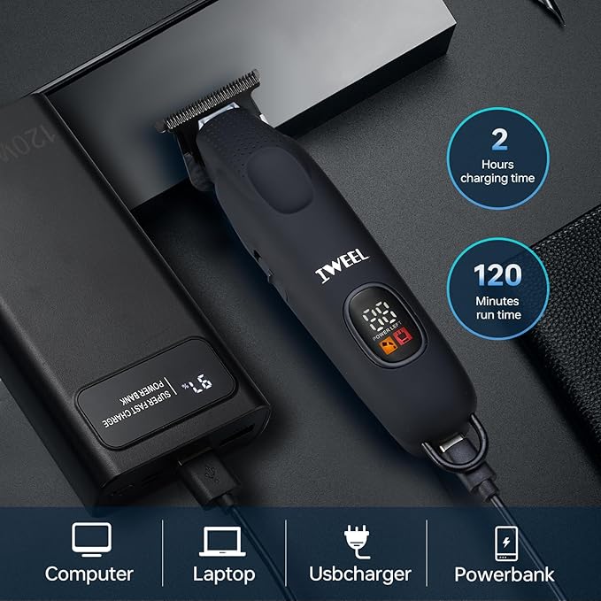 Beard Trimmer for Men Professional Hair Trimmer for Men Hair Clippers Eletric Razor Shavers Zero Gapped T Blade Edgers Liners Cordless Rechargeable Mustache Grooming Kit for Body