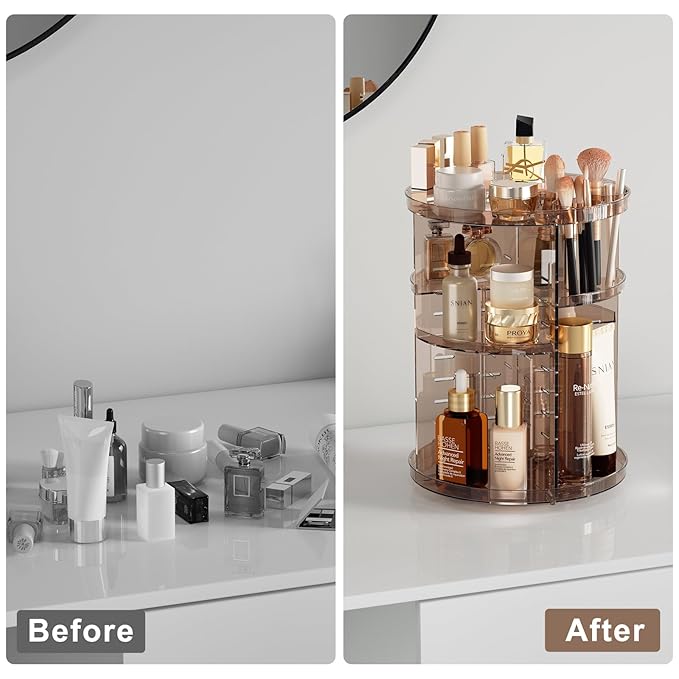 Rotating makeup organizer countertop, diy