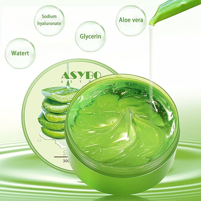 300 ML Natural Aloe Vera Gel -Organic Moisturizing Cream, Soothing and Hydrating, Sunburn and Scar Repair, Care for Face Body Hair