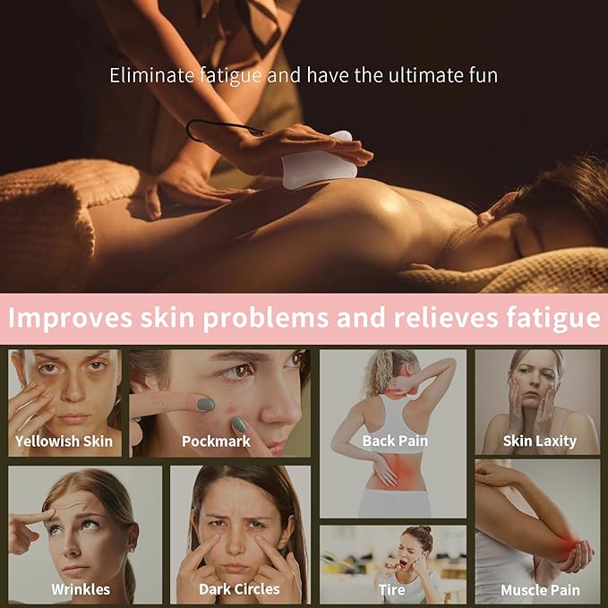 Skin Care Set, 1 Pack 3 in 1 Jade Gua Sha Massager, Pink,Guasha Tool for Face and Body, Truly Beauty Products