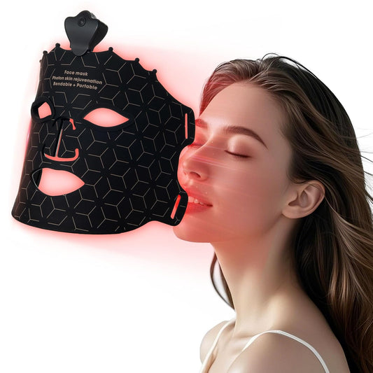 SUERBEATY Red Light Mask, 7 Colors Red Light Mask for Face, Cordless & Portable for Home & Travel, Rechargeable, Lightweight, Facial Skin Care for Women - Mom, Sister, Girlfriend and Wife - Black