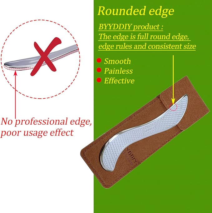 BYYDDIY Anti-Skid Stainless Steel Gua Sha Muscle Scraper Tool,Scar Tissue Tool,Physical Therapy Tools,Muscle Scraping Tool,Guasha Massage Scraper,IASTM Tools,Soft Tissue Massage Tool (S2)