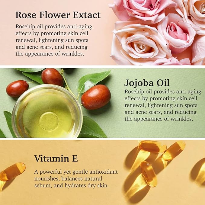 MADE IN USA 100% NATURAL Facial Glass skin Serum Gua Sha Oil 30ml 1 fl oz (Natural 100 Rosehip Oil)