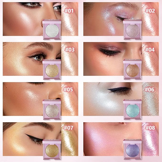 MAEPEOR Face Highlighter Palette 8 Colors Smooth Shimmer (ilt Purple) 02 G