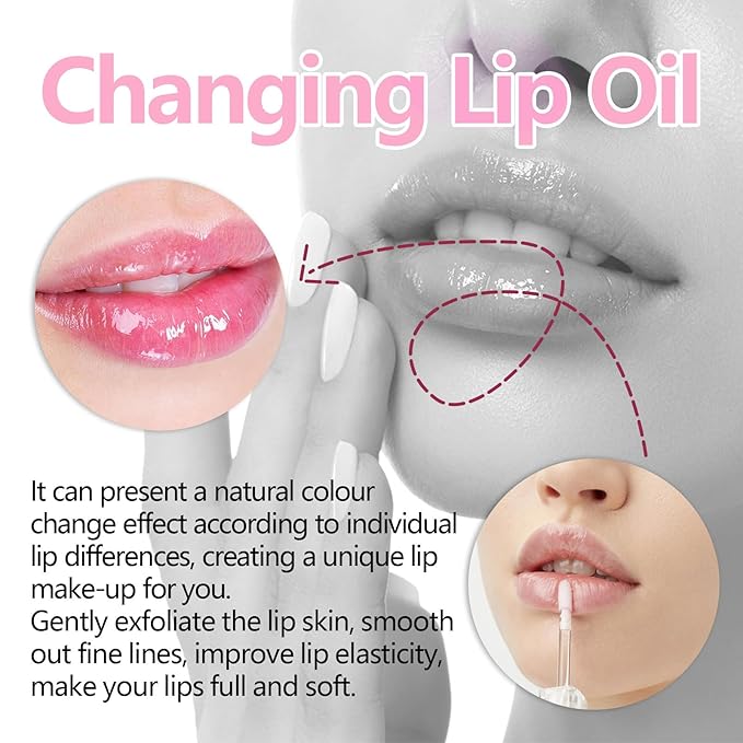 Magic Color Changing Lip Oil, Plumping Moisturizing Color Magic