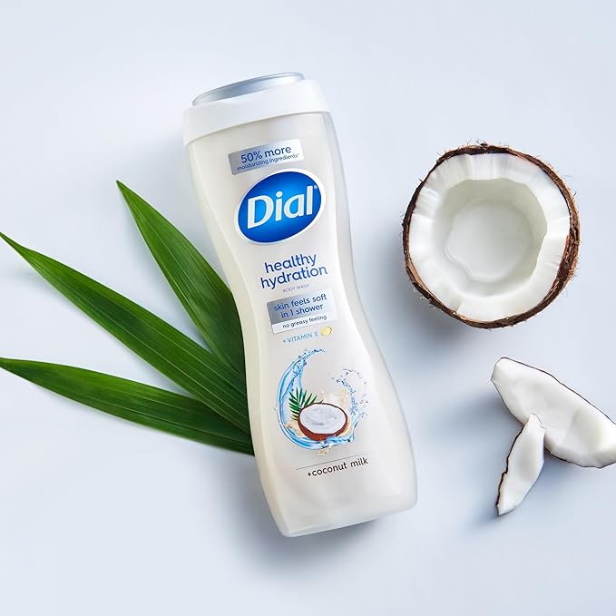 Dial Body Wash, Healthy Hydration, Coconut Milk plus Vitamin E, 16 fl oz (Pack of 4)