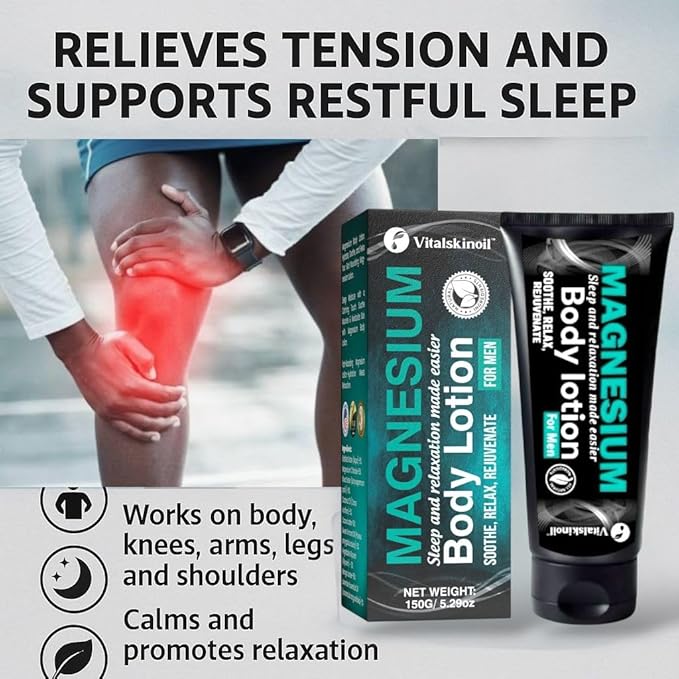 Magnesium Glycinate Body Lotion ache soothing, promotes sleep and relaxation. Cologne Scented, 5.29 oz, Sleep Easy Formula