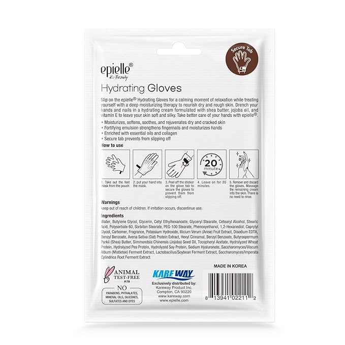Epielle Hydrating Hand & Foot Masks 12 Pairs, Deep Moisturizing Socks & Gloves, Soften Dry Hands & Cracked Heels with Shea Butter & Jojoba Oil, Korean Skin Care, Foot Spa, Self Care Gifts for Women