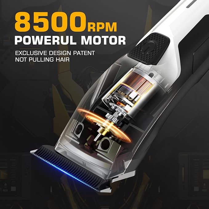 Professional Hair Clippers for Men, Professional Barber Clippers and Trimmer Set, Mens Cordless Hair Clipper for Barbers Haircut Kit Fade White
