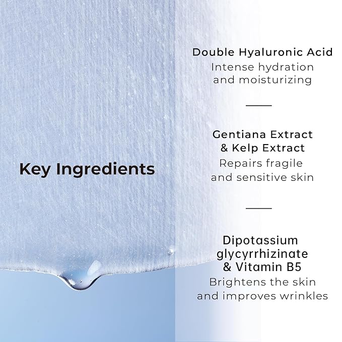 '+WIS+ Hyaluronic Acid Face Mask 24 EA with Hyaluronic Acid Serum and Vitamin B5, Hydrating Facial Mask for Dry Skin, Anti-Aging Mask to Plump and Repair Dehydrated Skin, Safe on Sensitive Skin
