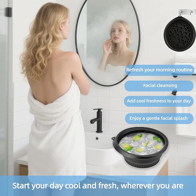 Collapsible Ice Face Bath Bowl - Thickened Silicone Basin for Cooling Face bowl, Space-Saving Foldable Design for Travel & Home, Multi-Functional Ice Bowl