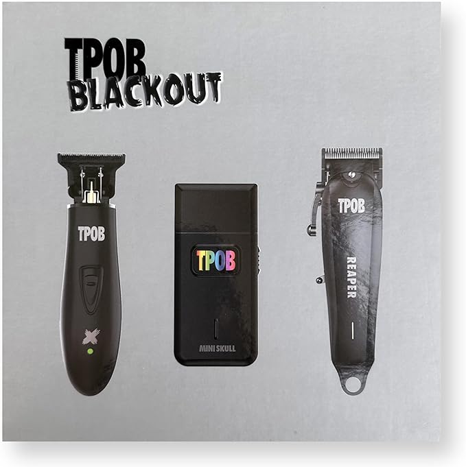TPOB Slime 2 Black Clipper Trimmer Shaver Set Barber Hair Clippers for Men 6800 RPM with Rubber Case