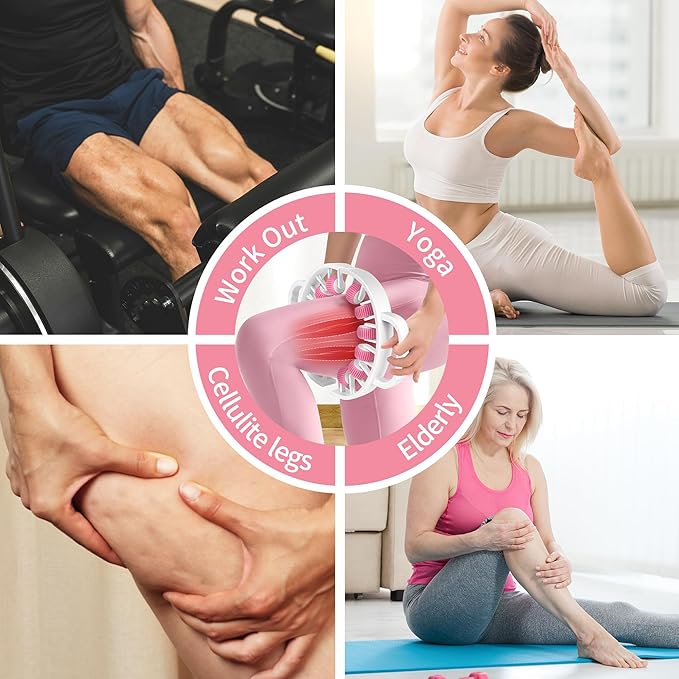 Docemel Massager Roller for Cellulite&Lymphatic Drainage – Fascia Muscle Roller Stick for Legs, Thighs,Calf–Deep Tissue Massage Tool for Pain Relief,Body Sculpting, Anti-Cellulite,Athletes Recovery