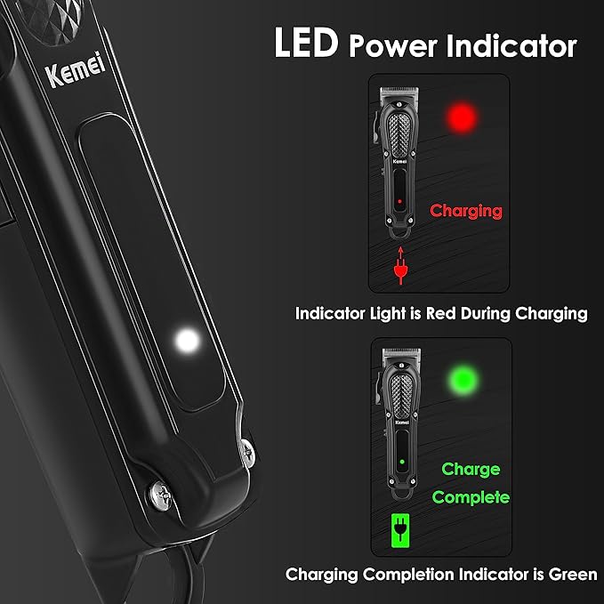 KEMEI Hair Clippers for Men, Professional Barber Clipper for Hair Cutting Cordless & Corded, Rechargeable Beard Trimmer