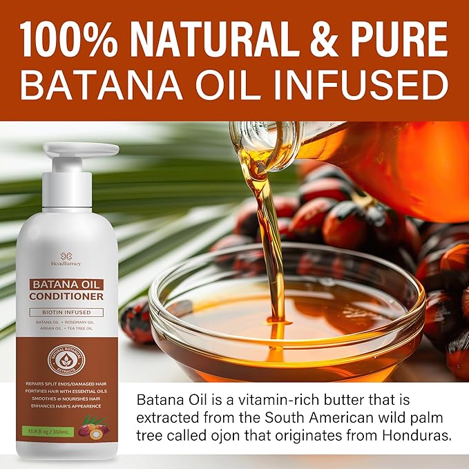 Batana Oil Hair Growth Conditioner: Natural Hair Thickening Moisturizing Product for Thinning Hair for Women and Men - Daily Hair Care at Home - 11.8 fl.oz