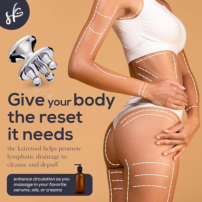 Kairetool Face & Body Massager, Lymphatic Drainage, Deep Tissue Massage, Pressure Point Therapy for Depuffing/Debloating, Fascia and Myofascial Release, Reduces Look of Cellulite, Mirror