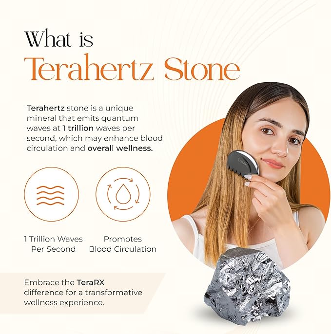 TeraRX® Terahertz Gua Sha Comb – Authentic Terahertz Massage Tool for Scalp, Face & Neck – Anti-Static Scalp Massage Comb for Tension Relief, Circulation & Daily Self-Care Routine