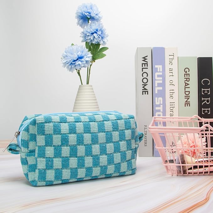 Pazimiik checkered makeup bag for