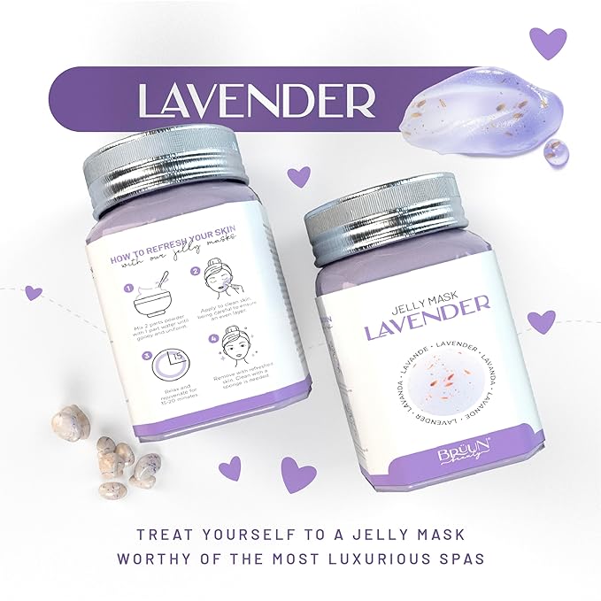 BRÜUN Peel-Off Lavender Jelly Mask for Face Care – A 23 fl oz Rubber Mask Jar for 30 to 35 Treatments – A Skin Care Moisturizing Gel Mask of Spa Set for Men, Women and Adults