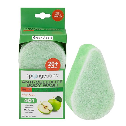 Spongeables Anti Cellulite Body Wash in a 20+ Wash Sponge, Apple, 1 Count