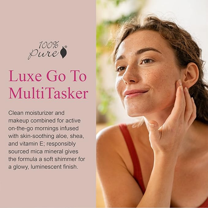 100% PURE BB Cream Shade 10 Luminous Full Face Coverage Skin Care & Glow - All-In-One Primer Concealer & Foundation Makeup - Shimmery, Dewy Youth Light Color w/Warm Undertone - Vegan - 1 Fl Oz