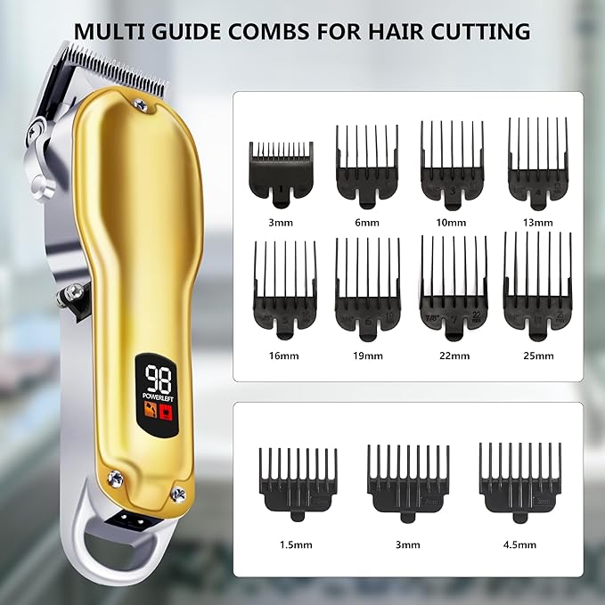 Professional Hair Clippers for Men- Hair Cutting Kit,T-Blade Trimmer Combo- Cordless Barber Clipper Set with LED Display, Birthday Gifts for Men Women