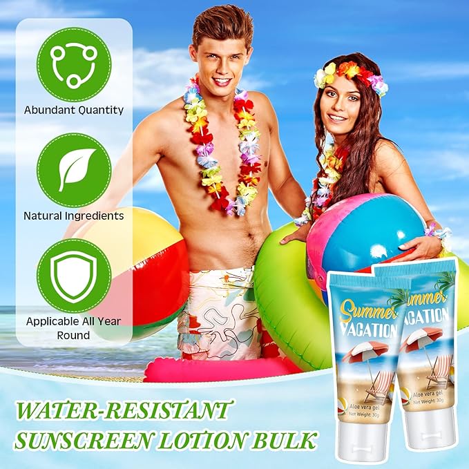 24 Pcs Mini Aloe Vera Gel Travel Size Bulk for Summer Vacation Party 1oz After Sun Aloe Vera Gel Sunburn Relief Hydrating Face Body Moisturizer Cream for Gifts Summer Party Supplies