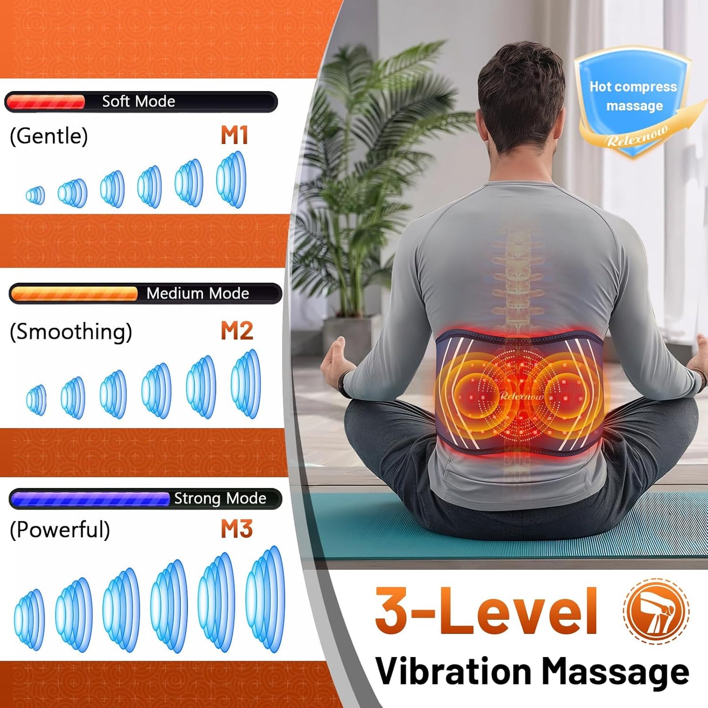 Red Light Therapy Massage Belt with 5 Heating Levels, 3 Vibration Modes, Infrared Light Therapy for Body,Wearable Light Therapy Device with Timer for Back Shoulder Waist Muscle Pain Relief