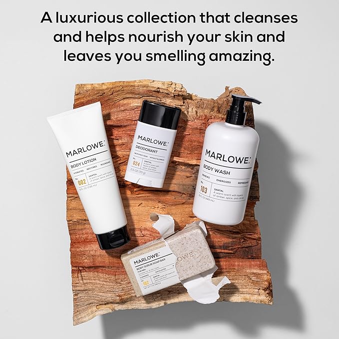 MARLOWE. No. 103 Body Wash 15 oz Pump, Santal, Energizing & Refreshing Shower Gel, Willow Bark & Green Tea Extracts, Cleanses, Moisturizes, Smooths & Nourishes, Warm Amber, Spice & Citron Scent