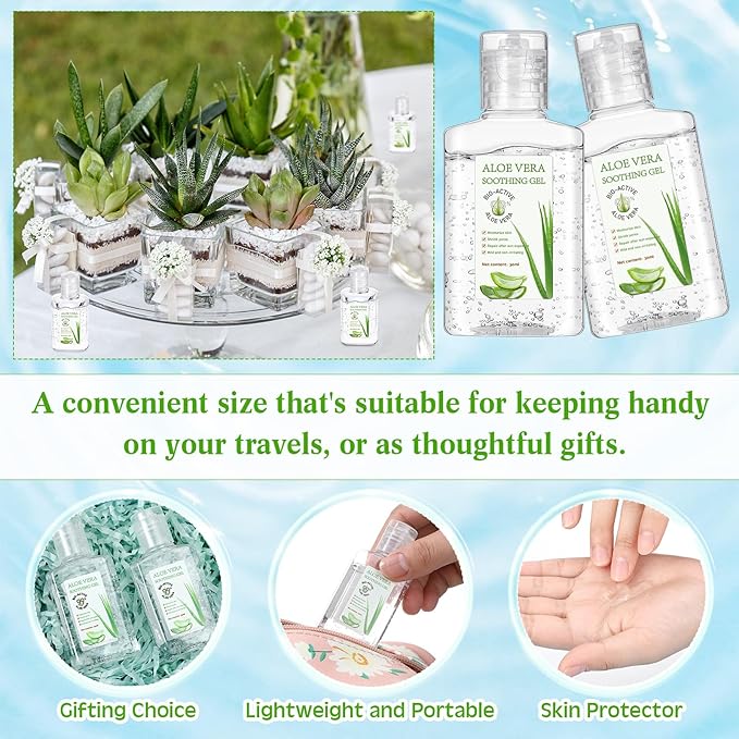 24 Pcs Mini Aloe Vera Gel 1oz Soothing Moisture Aloe Gel Travel Size Aloe Vera Gel Moisturizing Face Skin Aloe Vera Gel Bulk for Thank You Gifts Summer Beach Wedding Party Supplies (Aloe Vera)